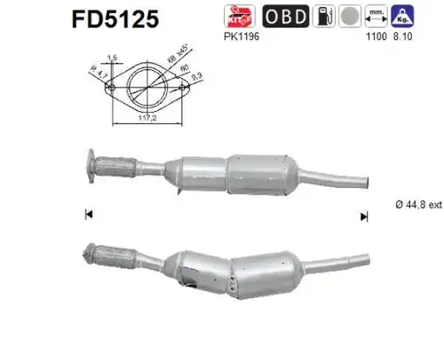 филтър за сажди/твърди частици, изпускателна система AS FD5125