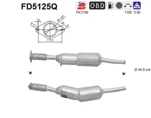 филтър за сажди/твърди частици, изпускателна система AS FD5125Q