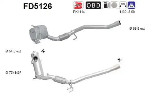 филтър за сажди/твърди частици, изпускателна система AS FD5126