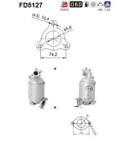 филтър за сажди/твърди частици, изпускателна система AS FD5127