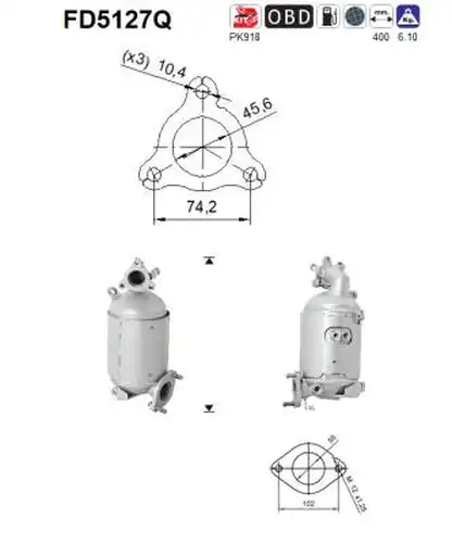 филтър за сажди/твърди частици, изпускателна система AS FD5127Q