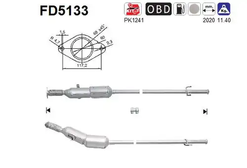 филтър за сажди/твърди частици, изпускателна система AS FD5133