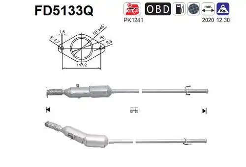 филтър за сажди/твърди частици, изпускателна система AS FD5133Q