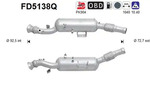 филтър за сажди/твърди частици, изпускателна система AS FD5138Q