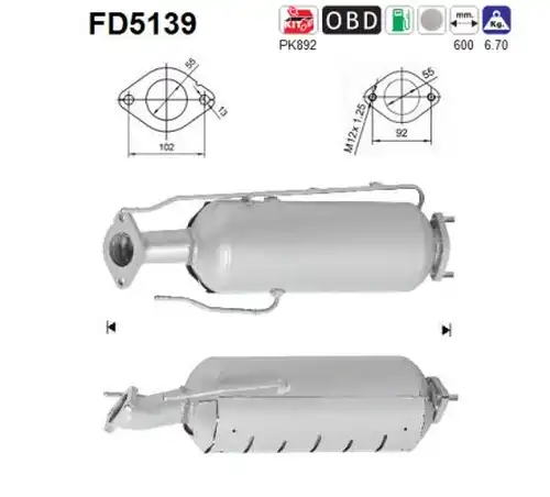 филтър за сажди/твърди частици, изпускателна система AS FD5139