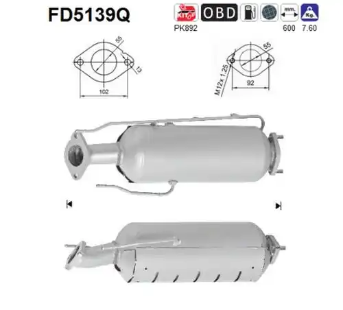 филтър за сажди/твърди частици, изпускателна система AS FD5139Q