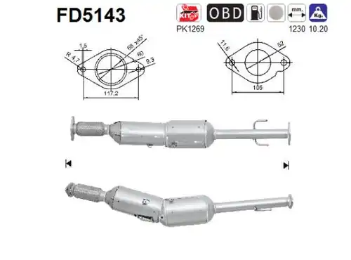 филтър за сажди/твърди частици, изпускателна система AS FD5143