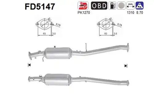 филтър за сажди/твърди частици, изпускателна система AS FD5147