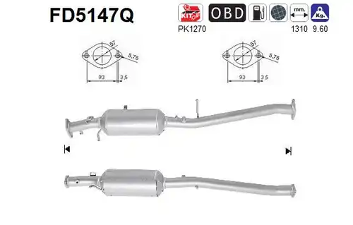 филтър за сажди/твърди частици, изпускателна система AS FD5147Q