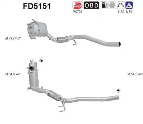 филтър за сажди/твърди частици, изпускателна система AS FD5151