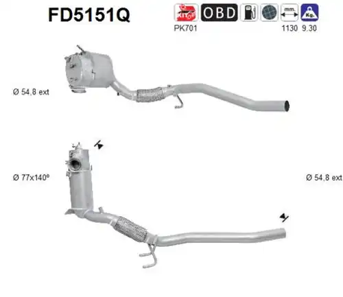 филтър за сажди/твърди частици, изпускателна система AS FD5151Q