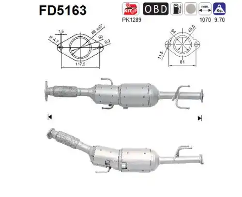 филтър за сажди/твърди частици, изпускателна система AS FD5163