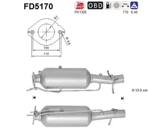 филтър за сажди/твърди частици, изпускателна система AS FD5170