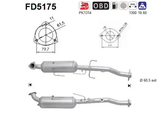 филтър за сажди/твърди частици, изпускателна система AS FD5175