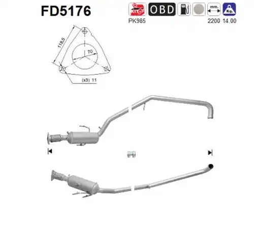 филтър за сажди/твърди частици, изпускателна система AS FD5176