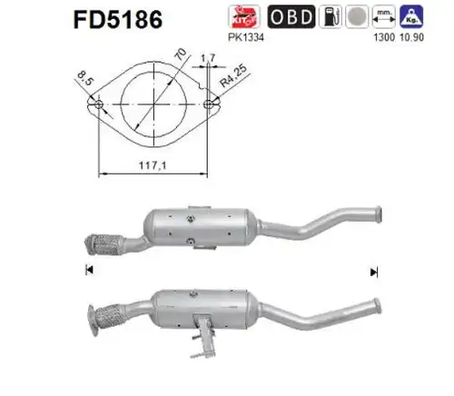 филтър за сажди/твърди частици, изпускателна система AS FD5186