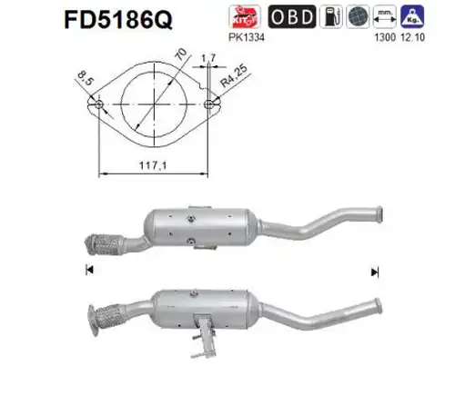 филтър за сажди/твърди частици, изпускателна система AS FD5186Q