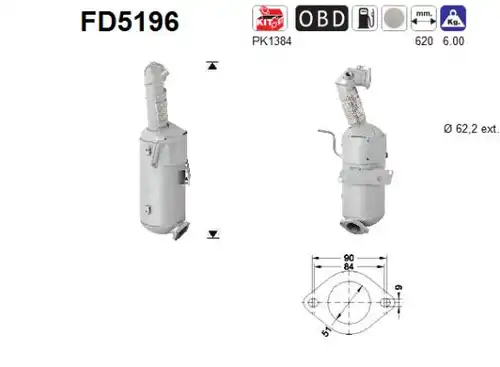 филтър за сажди/твърди частици, изпускателна система AS FD5196