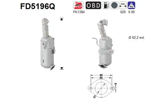 филтър за сажди/твърди частици, изпускателна система AS FD5196Q