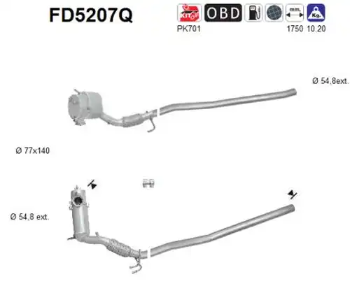 филтър за сажди/твърди частици, изпускателна система AS FD5207Q