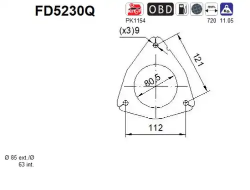 филтър за сажди/твърди частици, изпускателна система AS FD5230Q