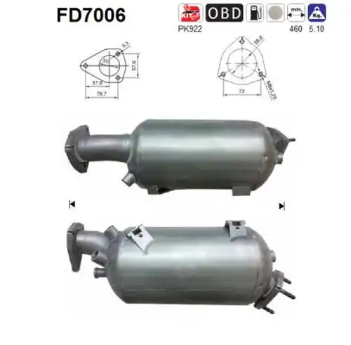 филтър за сажди/твърди частици, изпускателна система AS FD7006