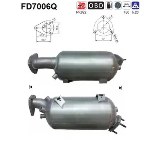 филтър за сажди/твърди частици, изпускателна система AS FD7006Q