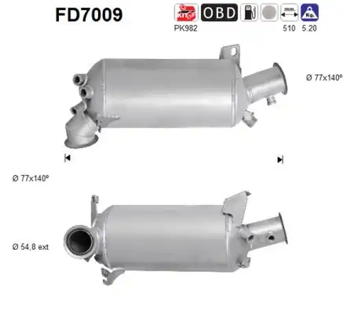 филтър за сажди/твърди частици, изпускателна система AS FD7009