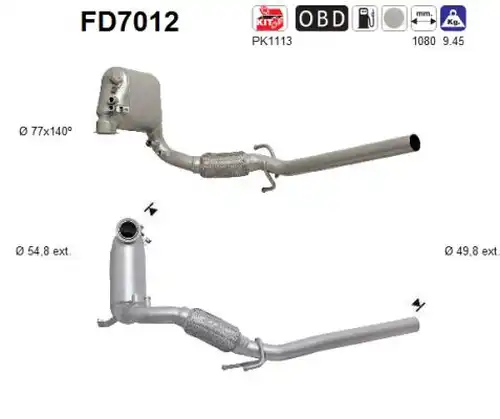 филтър за сажди/твърди частици, изпускателна система AS FD7012