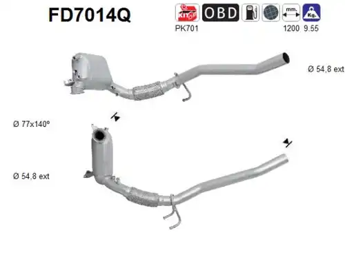 филтър за сажди/твърди частици, изпускателна система AS FD7014Q