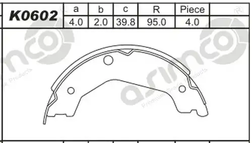 комплект спирачна челюст ASIMCO K0602