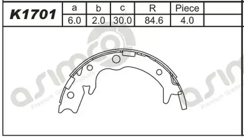 комплект спирачна челюст ASIMCO K1701