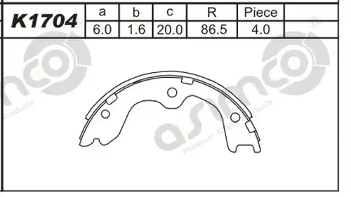 комплект спирачна челюст ASIMCO K1704