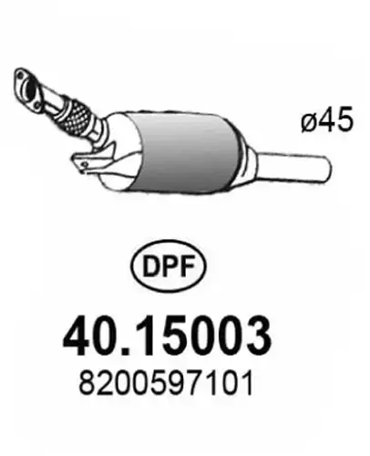 филтър за сажди/твърди частици, изпускателна система ASSO 40.15003