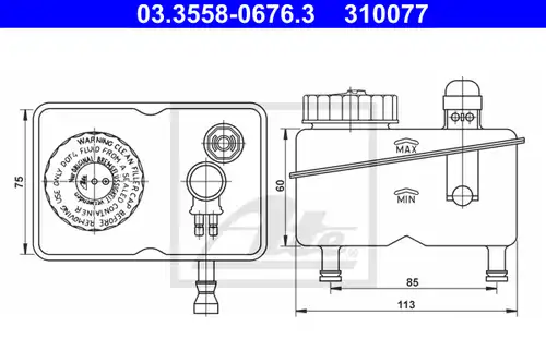 разширителен съд, спирачна течност ATE 03.3558-0676.3