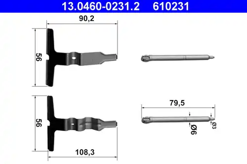 комплект принадлежности, дискови накладки ATE 13.0460-0231.2