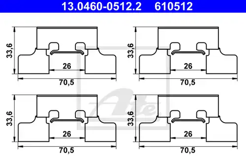 комплект принадлежности, дискови накладки ATE 13.0460-0512.2
