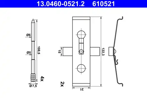 комплект принадлежности, дискови накладки ATE 13.0460-0521.2