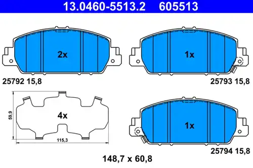 накладки ATE 13.0460-5513.2