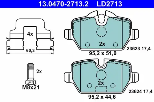 накладки ATE 13.0470-2713.2