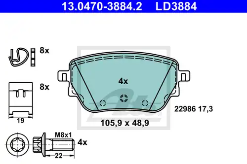 накладки ATE 13.0470-3884.2