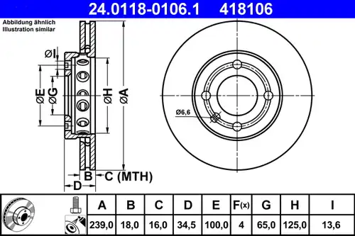 спирачен диск ATE 24.0118-0106.1