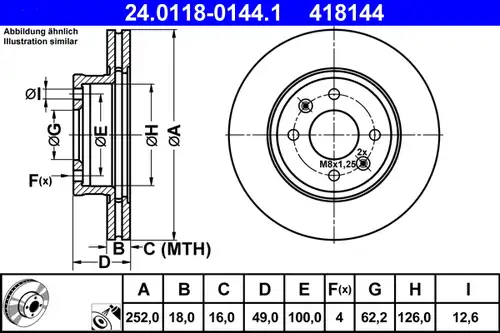 спирачен диск ATE 24.0118-0144.1