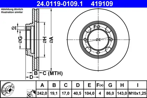 спирачен диск ATE 24.0119-0109.1