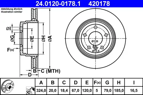 спирачен диск ATE 24.0120-0178.1