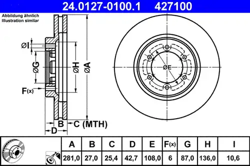 спирачен диск ATE 24.0127-0100.1