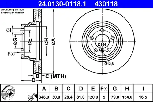 спирачен диск ATE 24.0130-0118.1