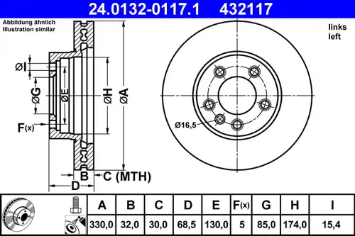 спирачен диск ATE 24.0132-0117.1