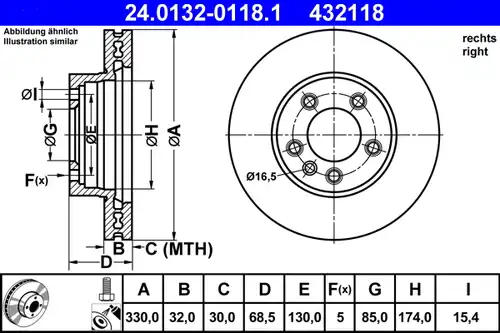 спирачен диск ATE 24.0132-0118.1