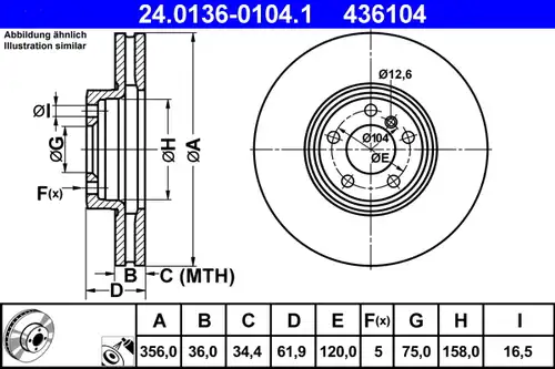 спирачен диск ATE 24.0136-0104.1